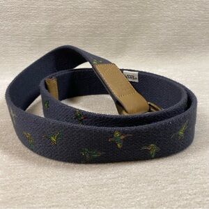 Vans Navy D Ring Belt with Tropical Mallard Goose Parrot Duck Design 44”